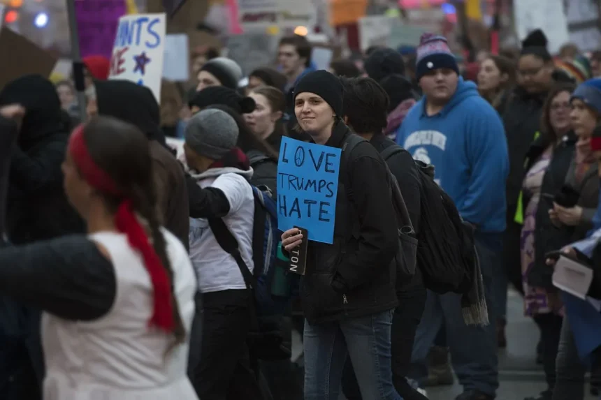 Conversion therapy ban, anti-hate protest sign