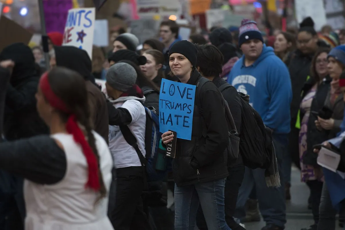 Conversion therapy ban, anti-hate protest sign