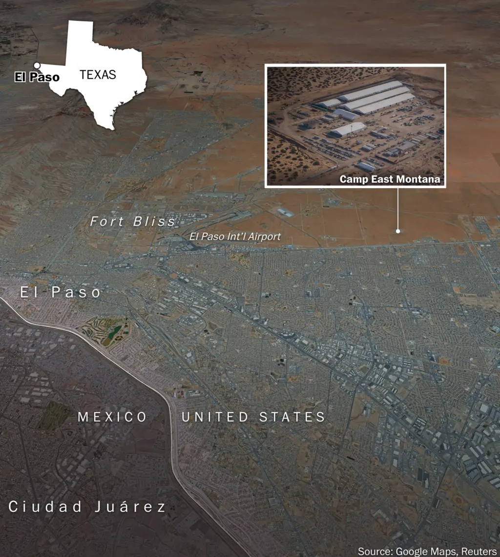 Map of Texas showing where Camp East Montana is located