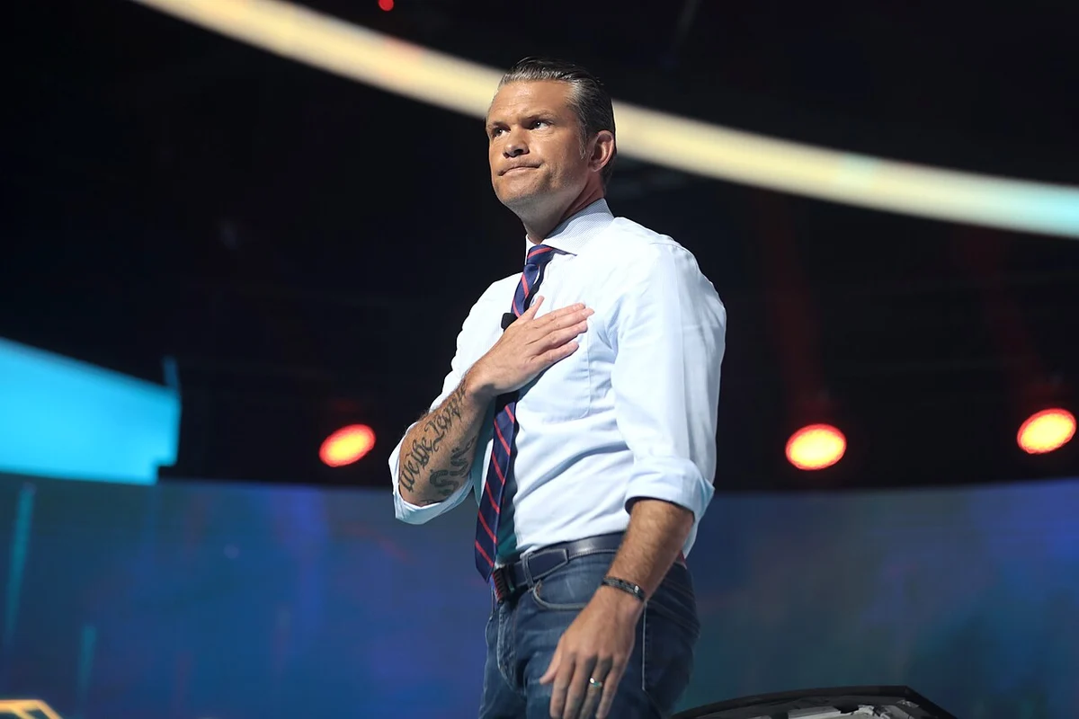 Pete hegseth speaking at an event