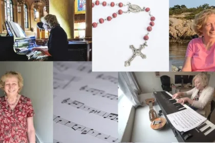 Rachel Burckardt, a trans composer in a collage