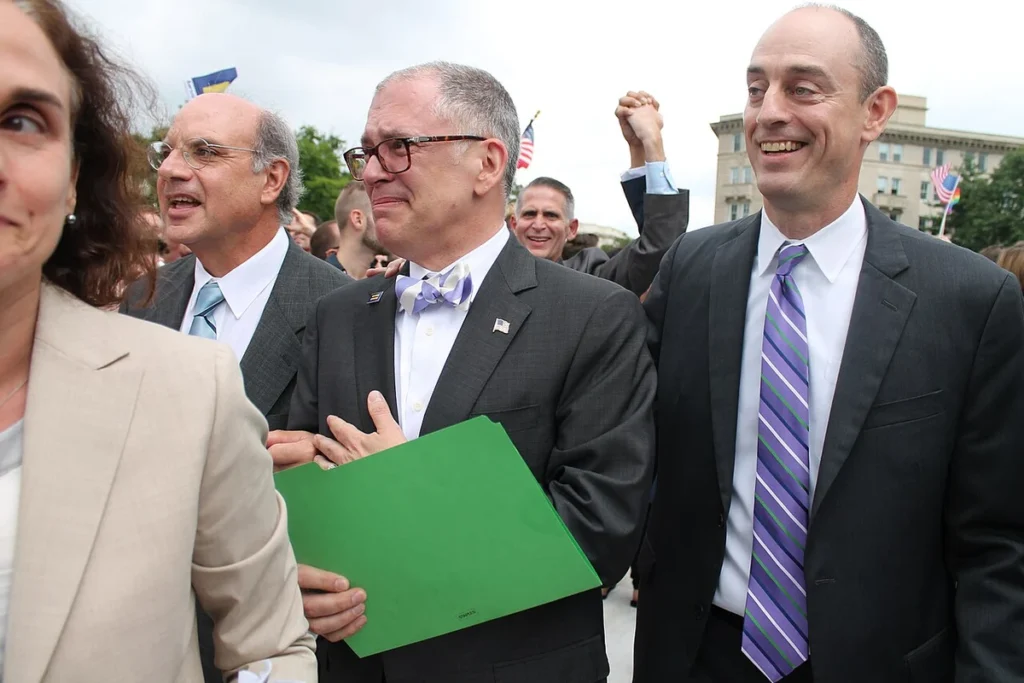 Gay marriage rally outside Supreme Court reacting to the ruling.
