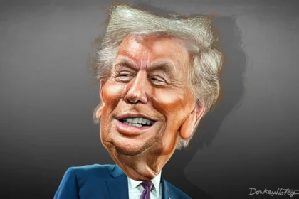 Caricature of Donald Trump smiling