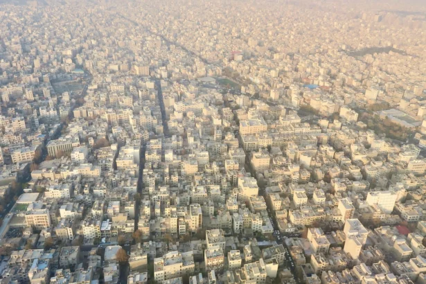 Aerial view of the city of tehran in iran