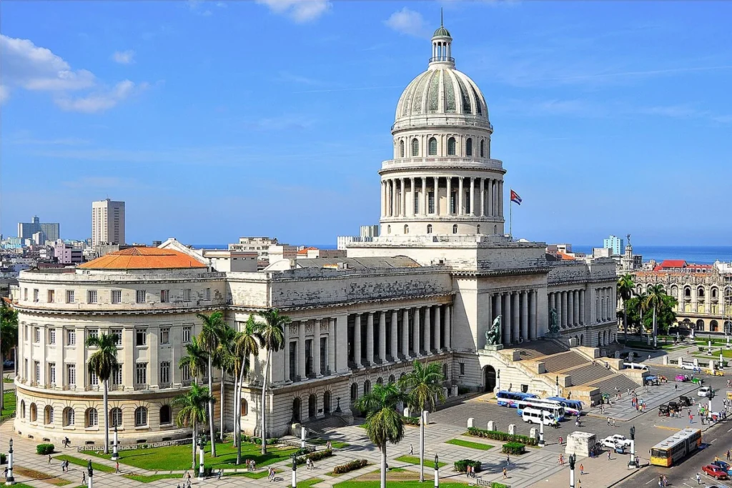The Cuba State Capitol (El Capitolio) in Havana. The photo is taken from a nearby rooftop. War with cuba