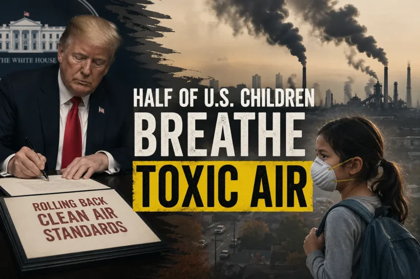 Half of us kids breathe toxic air
