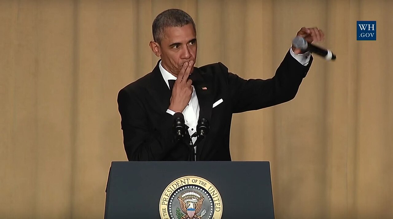 President obama’s mic drop after his speech—where he roasted donald trump—at the 2016 white house correspondents' dinner.