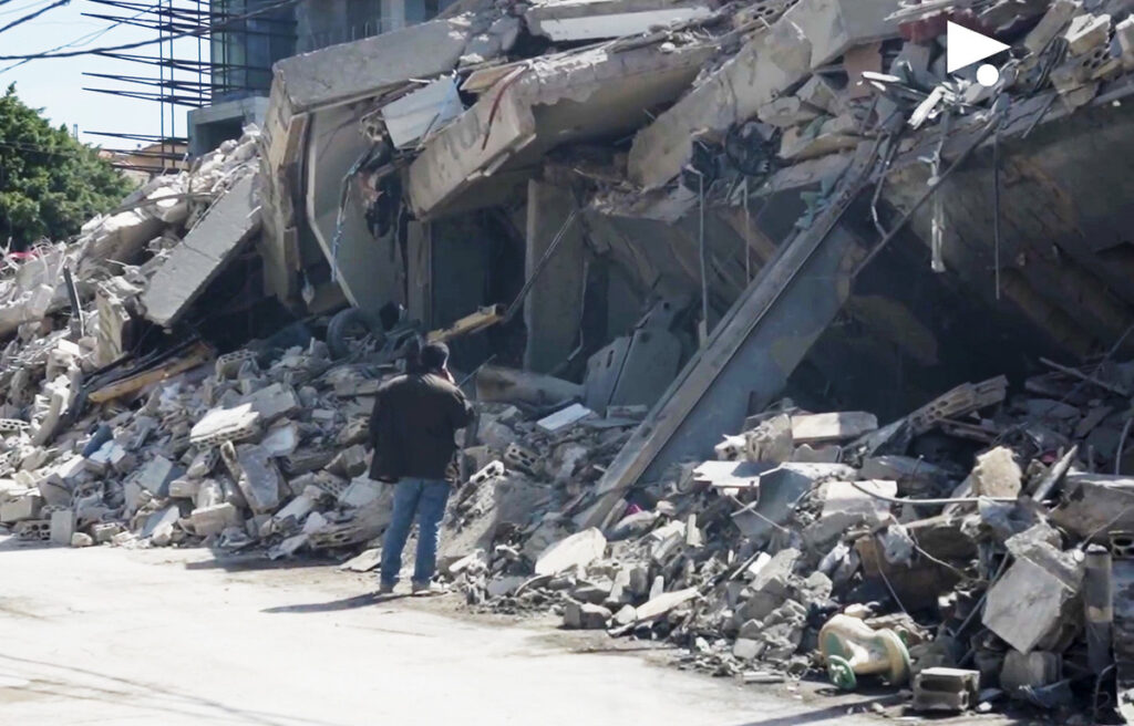 Aftermath of an israeli bombing in lebanon