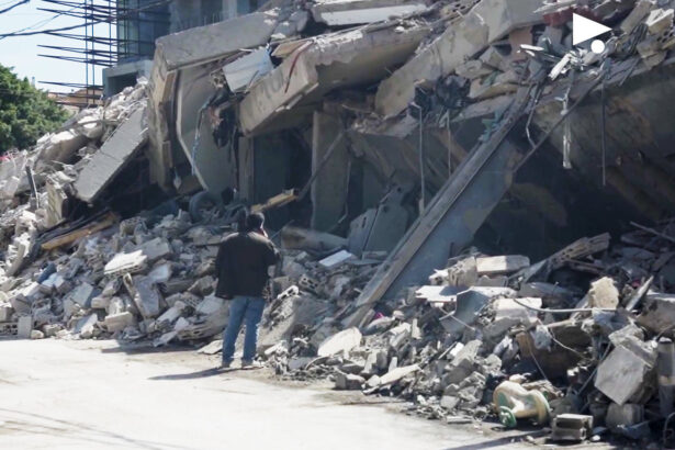 Aftermath of an israeli bombing in lebanon