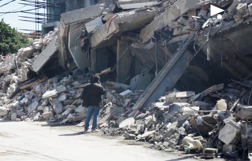 Aftermath of an israeli bombing in lebanon