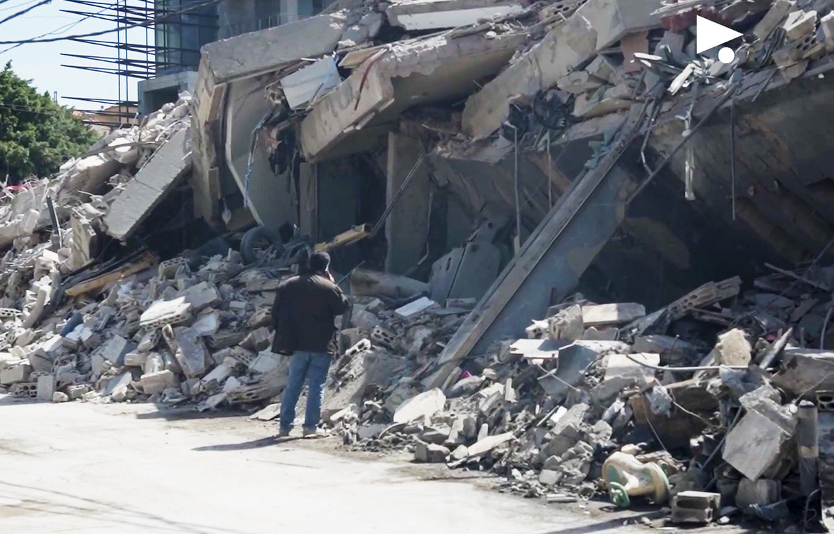 Aftermath of an israeli bombing in lebanon