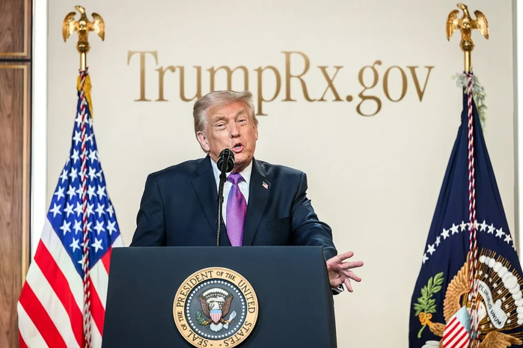 Tariffs on prescription drugs. Donald trump announces trumprx launch