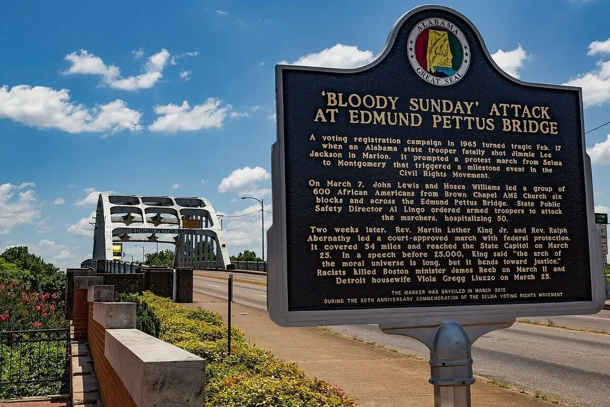 alabama day of action A historic marker at the edmund pettus bridge in selma, alabama. Alabama day if action