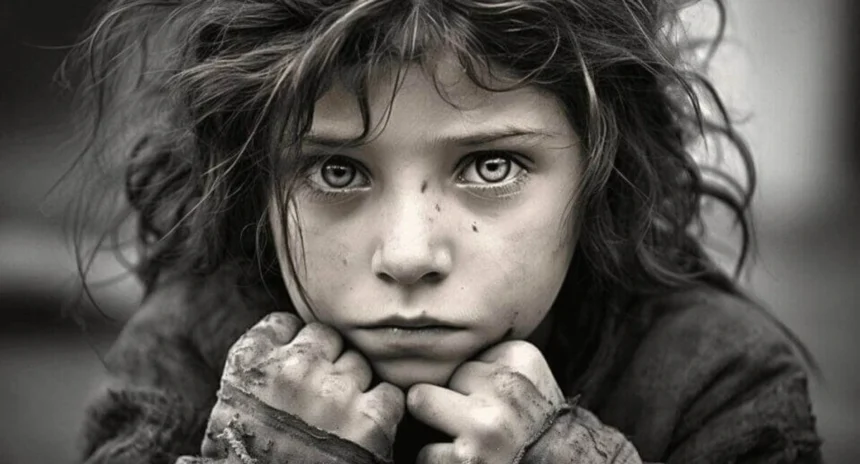 Sad girl in a genocide