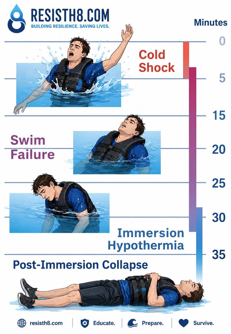 cold water shock infographic Uk heatwave cold water shock warning infographic
