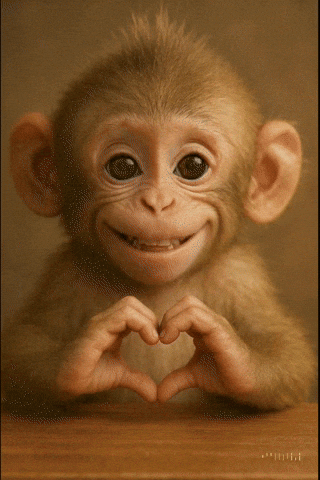 Monkey making a heart sign