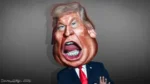 Caricature of donald trump screaming.