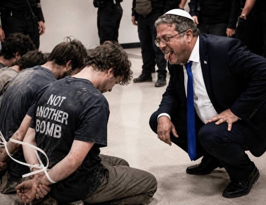 Ben-gvir taunts flotilla activists bound on the floor