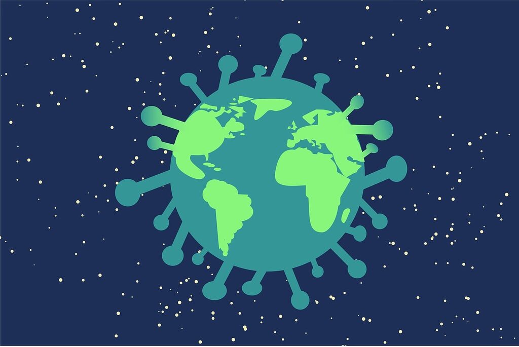 Cuts to usaid and the cdc causes outbreaks. Illustration of the planet as a virus