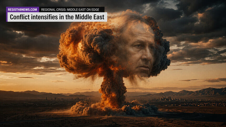 Nuclear bomb mushroom cloud with benjamin netanyahu’s face in it.