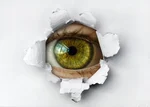 Israel spying eye through torn paper