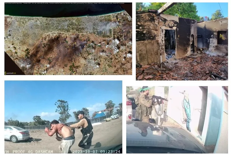 Collage of photos from the october 7, 2023  attack
