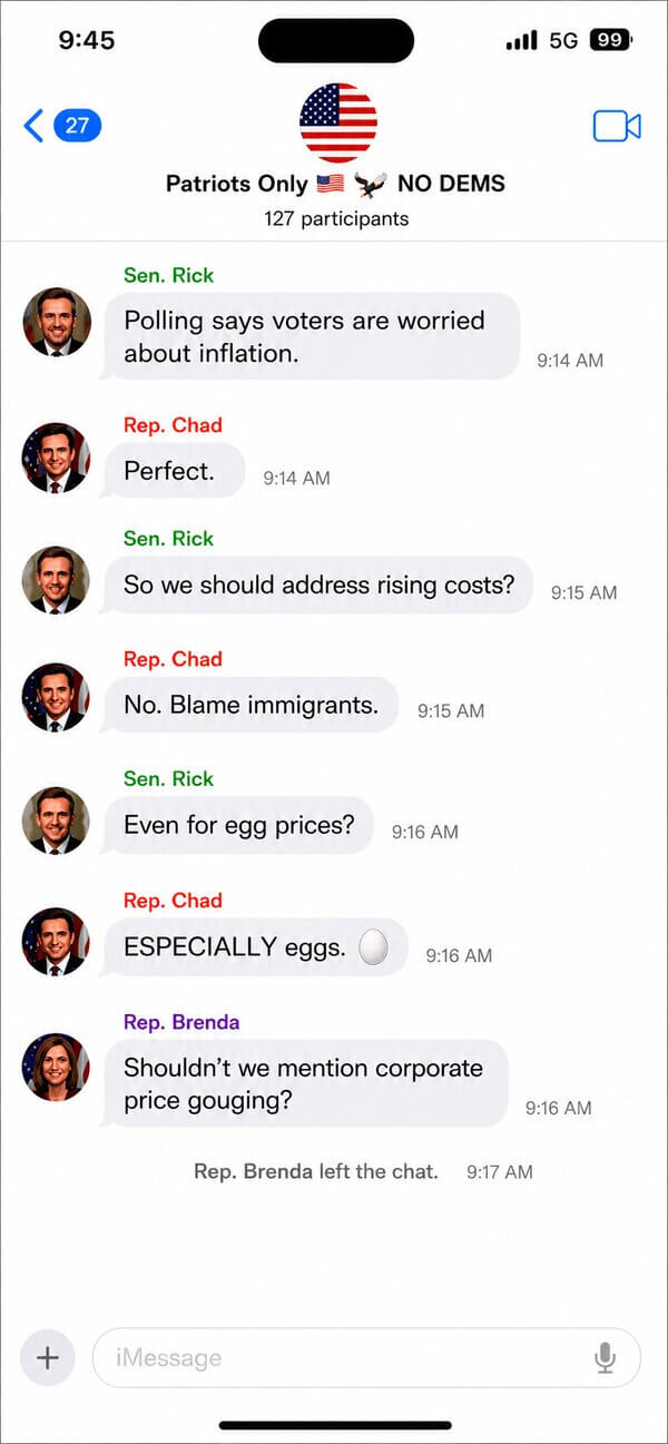 gop group 2 Fake iphone with text messages from a fake gop group chat