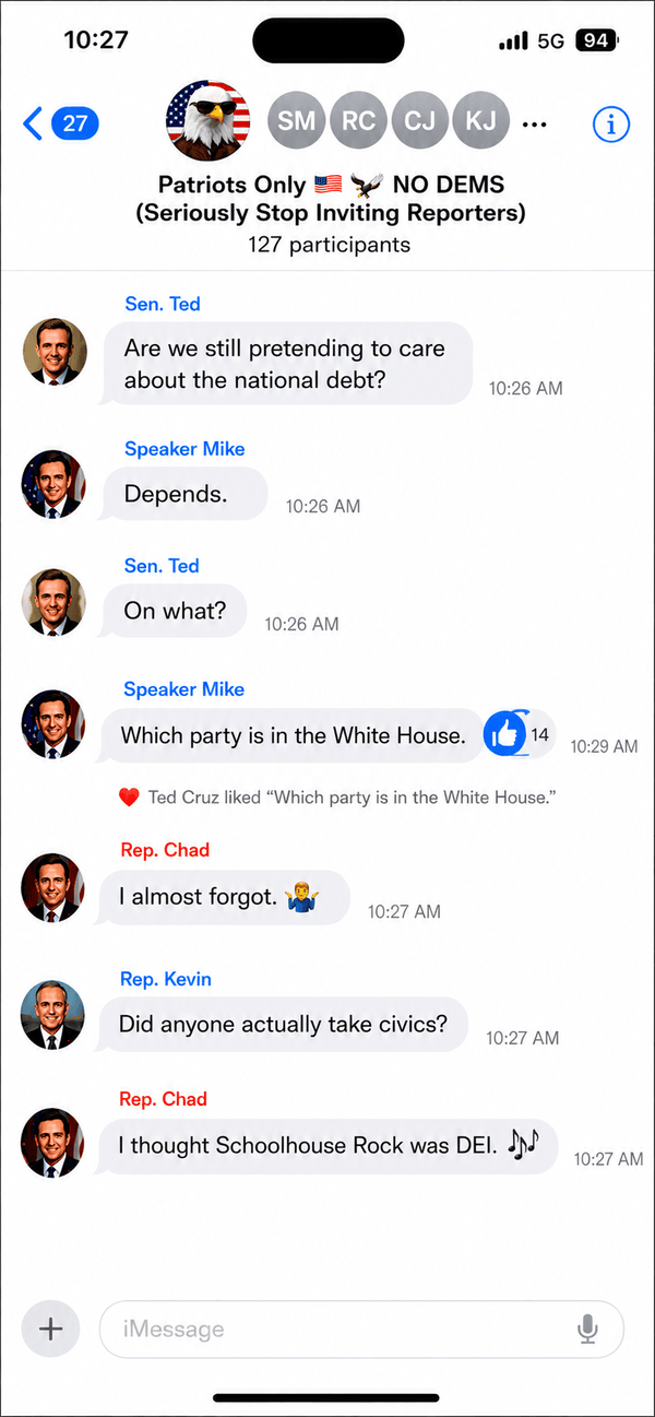 gop group 3 Fake iphone with text messages from a fake gop group chat