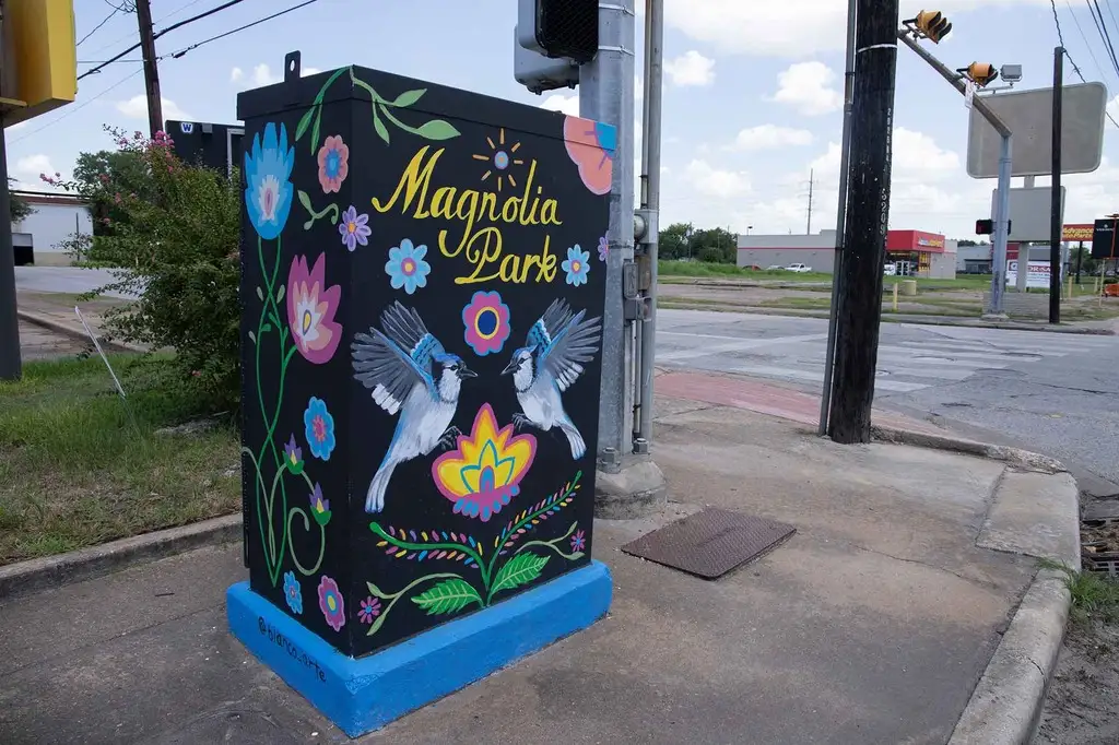 Artwork in magnolia park where lorenzo salgado araujo was shot and killed by ice officers.