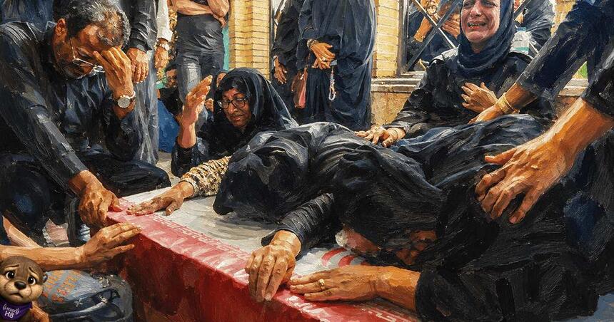 Funeral for a child killed in the bombing of a girls' school in iran