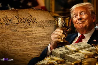 Ai-generated image of trump violating the emoluments clauses of the u. S. Constitution
