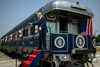 Arriving at the roosevelt museum prior to trump’s july 4 speech.